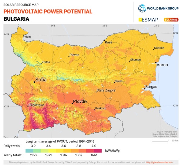 Photovoltaic Electricity Potential, Bulgaria