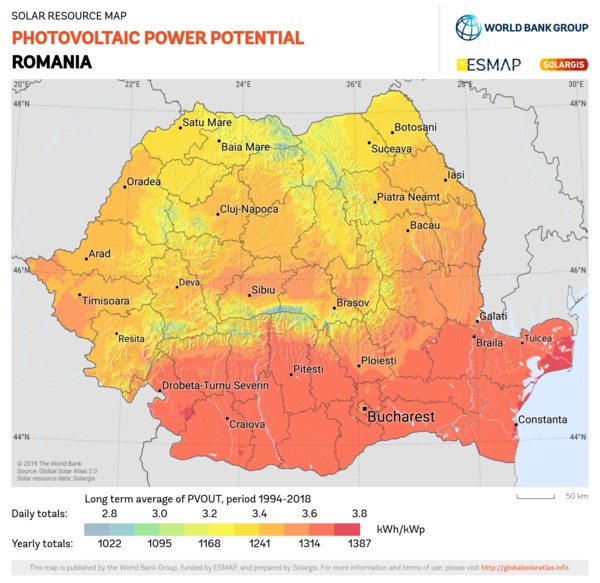 Photovoltaic Electricity Potential, Romania