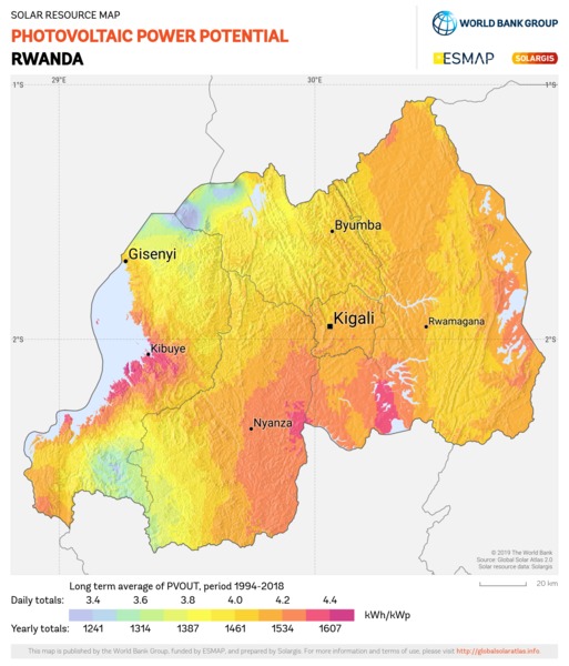 Photovoltaic Electricity Potential, Rwanda