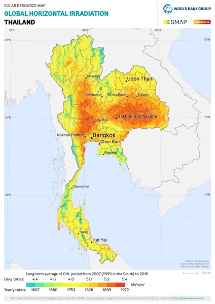 Global Horizontal Irradiation, Thailand