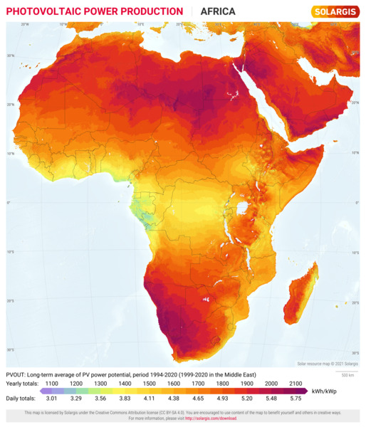 Photovoltaic Electricity Potential, Africa