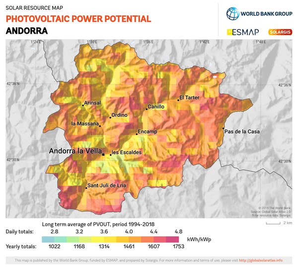 Photovoltaic Electricity Potential, Andorra