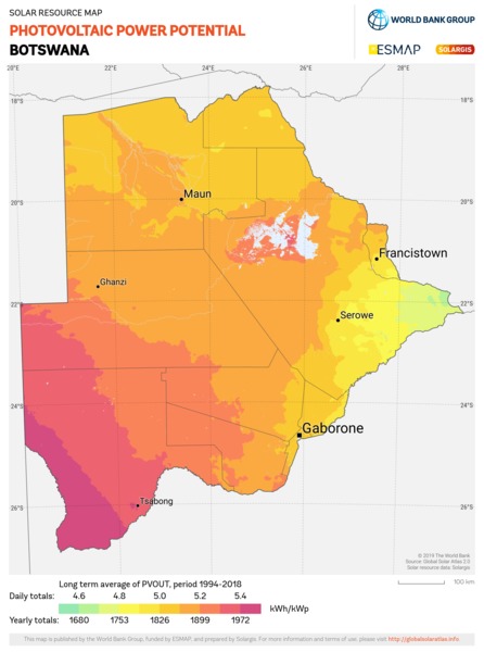 Photovoltaic Electricity Potential, Botswana