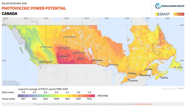 Photovoltaic Electricity Potential, Canada