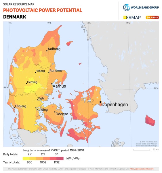 Photovoltaic Electricity Potential, Denmark