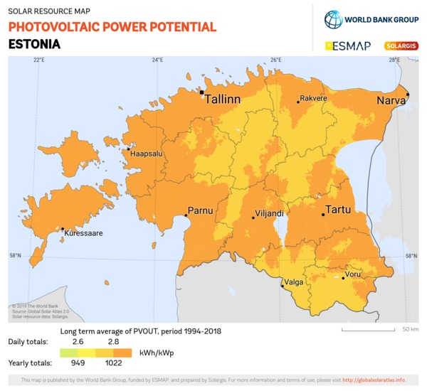 Photovoltaic Electricity Potential, Estonia