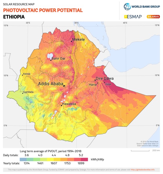 Photovoltaic Electricity Potential, Ethiopia