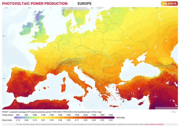 Photovoltaic Electricity Potential, Europe