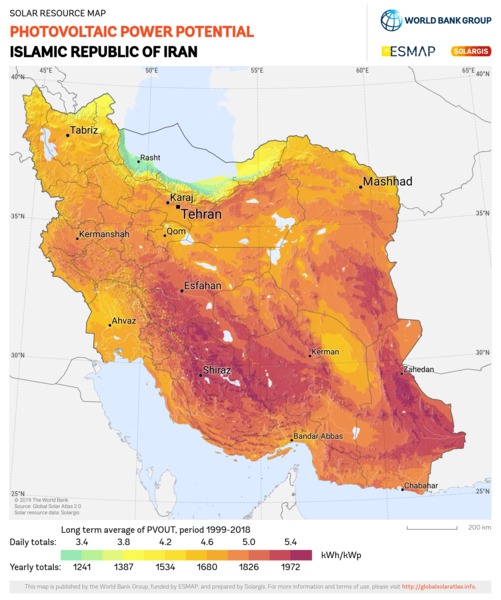 光伏发电潜力, Iran