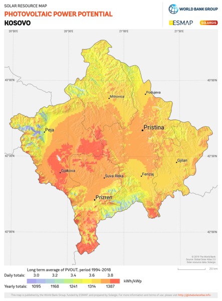 Photovoltaic Electricity Potential, Kosovo
