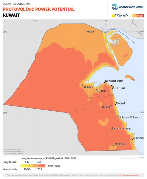 Photovoltaic Electricity Potential, Kuwait