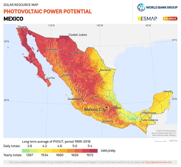Photovoltaic Electricity Potential, Mexico