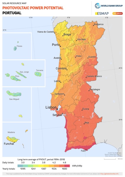 Photovoltaic Electricity Potential, Portugal