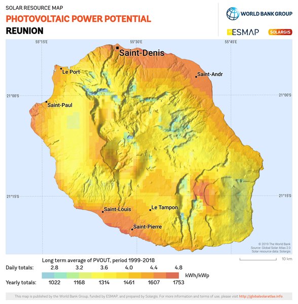 Photovoltaic Electricity Potential, Reunion