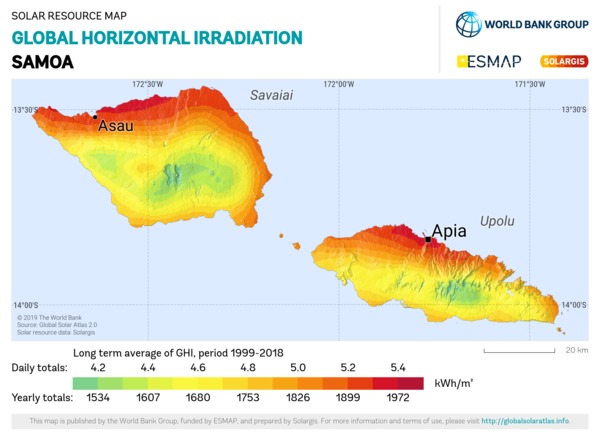 Global Horizontal Irradiation, Samoa