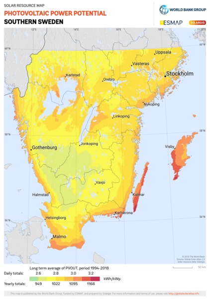 Photovoltaic Electricity Potential, Sweden