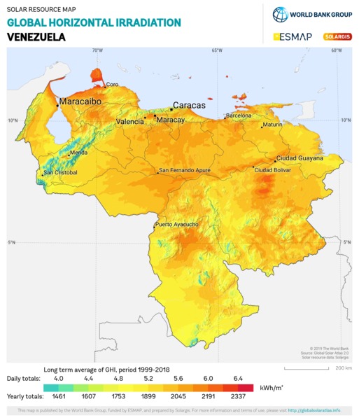 水平面总辐射量, Venezuela
