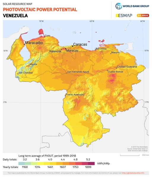 Photovoltaic Electricity Potential, Venezuela