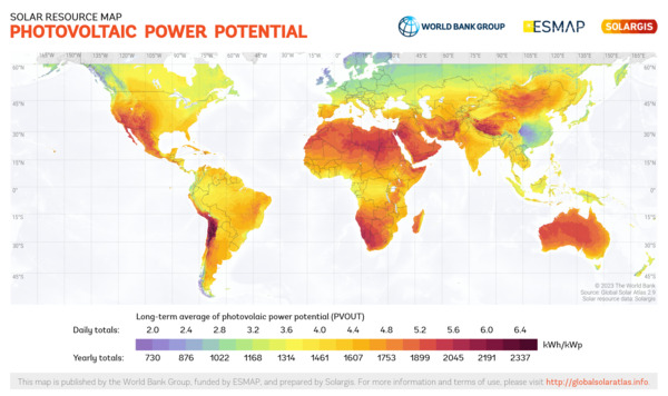 Photovoltaic Electricity Potential, World